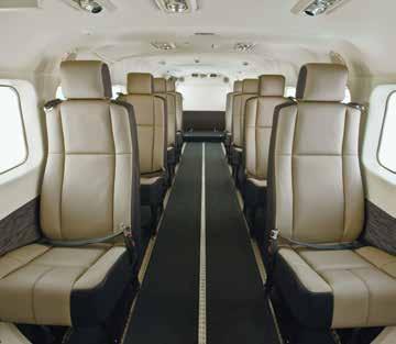 To accentuate productivity, the Oasis Executive Interior upgrade provided by Yingling Aviation offers folding tables, flat-panel video displays, a 110-volt power outlet and more.