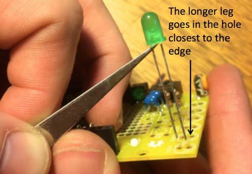 20. Install the 6 LEDs along the edge of the board.