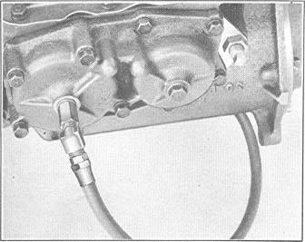 AUTOMATIC TRANSMISSION 95 FIGURE 149 3. With the engine running, apply the parking brake and foot brake firmly to prevent movement of the car and move the hand control selector lever to "D" position.