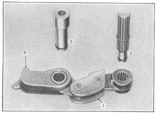 34 AUTOMATIC TRANSMISSION REMOVAL PARKING BRAKE PAWL AND TOGGLE ASSEMBLY 1. Perform the operations outlined under "Extension Case, ", Page 23. 2. Remove the toggle pivot pin (2), Figure 47.