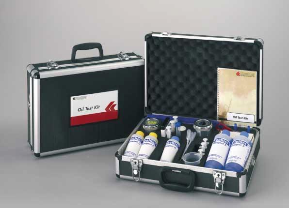 The field test kits consist of a suite of electronic and/or manual oil test equipment covering tests for diesel engines, gas and steam turbines, compressors, hydraulics, gearboxes, aviation lubes,