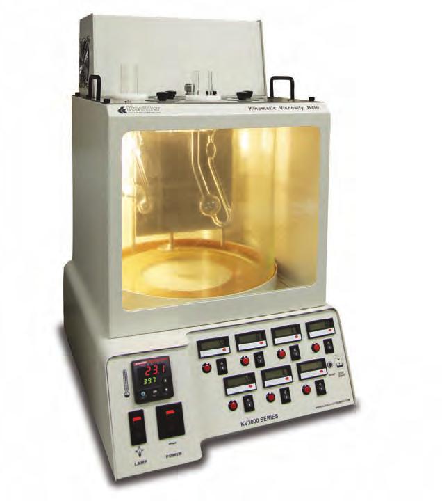 Kinematic Viscosity KV3000 and KV4000 Constant Temperature Baths with Integrated Digital Timing Microprocessor temperature control between ambient and 150 C (302 F) Integrated digital timing for easy