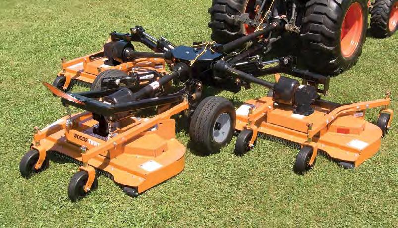 TURF BATWING FINISH MOWERS FINISH Mowers Our flexible wing finish mowers deliver Woods' proven cutting deck in a three - gang configuration mounted to a heavy - duty trailer.