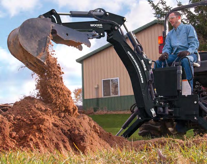 Table GROUNDBREAKER of Contents Backhoes BH65 BACKHOE GROUNDBREAKER The latest Woods Groundbreaker backhoes are rugged and affordable ideal for trenching, excavating, and landscaping.