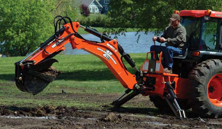 BH90-X Shown with optional thumb BH90 - X BACKHOE GROUNDBREAKER GROUNDBREAKER Backhoes Available colors: Black or painted to match most tractor brands The BH90 - X has been designed to endure the