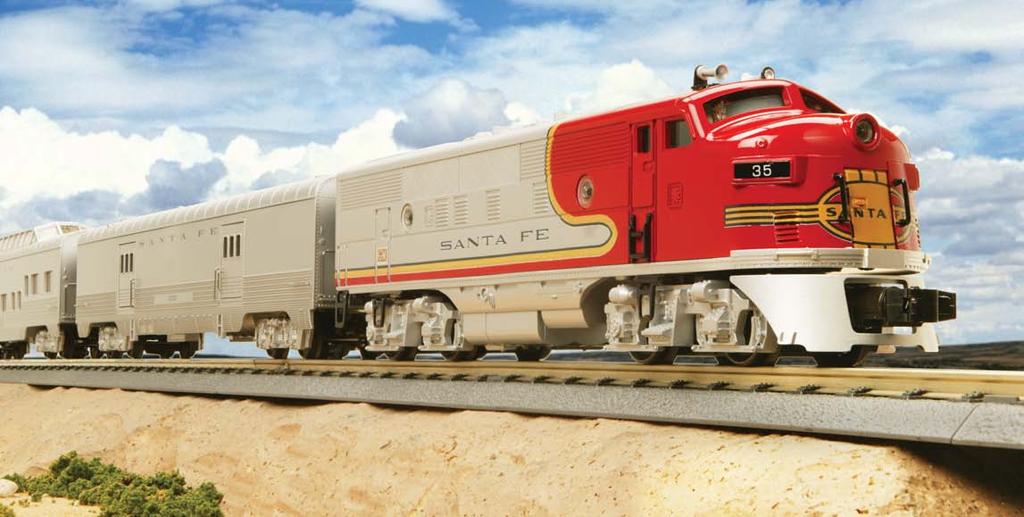 Scale F-3 R-T-R Deluxe Passenger Train Set Put your railroad to work with this deluxe Santa Fe Ready-To-Run diesel passenger set.
