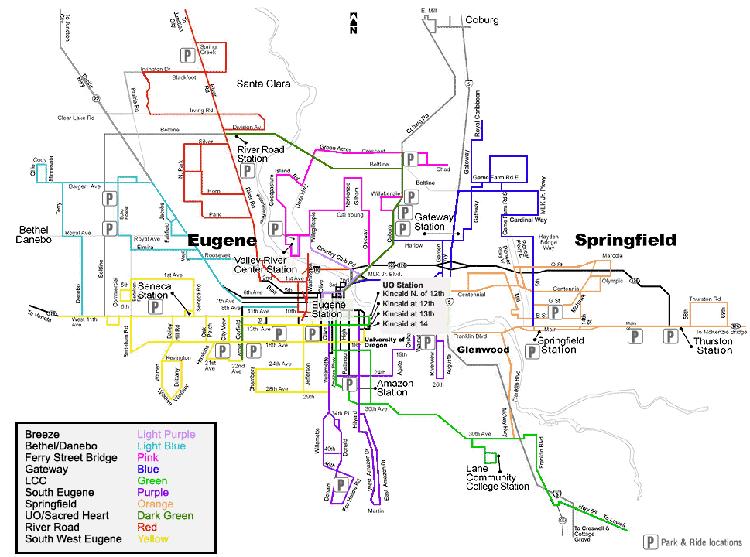 22 Case Studies of North American BRT Implementation 220,000 metro area population of Eugene and Springfield, which are located about 60 miles from the Oregon coast.