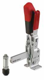 Toggle clamp with safety latch No. 6804S Vertical toggle clamp with safety latch for open and clamped positions. With solid clamping arm and horizontal base. Galvanized and passivated.