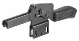 Horizontal toggle clamp, black No. 6835B-2 Horizontal toggle clamp, black With open clamping arm and vertical, open base. Matte black surface. Stainless steel rivets, which run in hardened bushes.