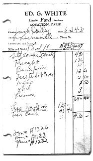 Example of hand-written Dealer Bill of Sale. tion or the engine storage room for shipment to an assembly plant.