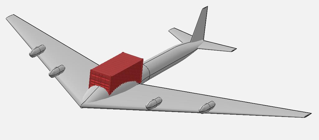 2.2 CONCEPT 2 Figure 2: Concept 2; a low wing configuration. The second concept was a low wing aircraft with a flat fuselage very near the ground.
