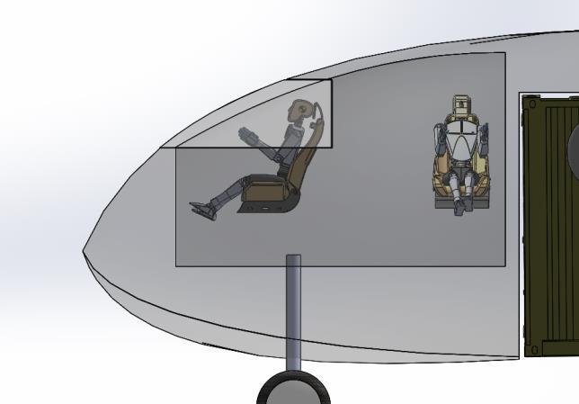 7.0 ft. Pilots Loadmaster 10.8 ft. Figure 30: Crew station with two pilots and a loadmaster inside. MIL-STD-850B defines vision requirements for various kinds of military aircraft.