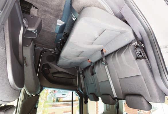 original Ford seating with the ability to create wheelchair space quickly and easily by folding rear seats forward.