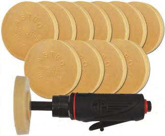 adhesive, double faced tape and moldings - 12 Smart Eraser Pads - 4" pads made of molded rubber with 5/16" arbor Disc Capacity: Free Speed: Overall Length: Air Hose I.D. Size: Air Pressure: 4" 4,000rpm 7-3/4" (97mm) (1-1/4lb.