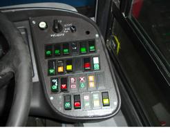 have a designated lifting step for wheel chair customers. Drivers main control panel, including air suspension.