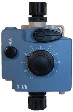 Pneumatic Metering Pump II 3 12 l/h Works without electrical current Mechanical stroke adjustment Space-saving design Separate air bleeding High reliability due to teflon compound diaphragm Optional