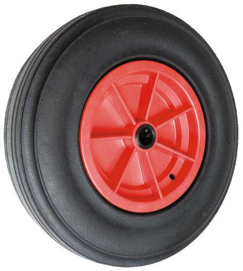 Industrial : Solid black rubber tyre, plastic centre wheels 280mm - 400mm diameter 250kg - 350kg load capacity Solid rubber tyre Plastic centre Tyre Bearing Type Bore Hub Length Cap.