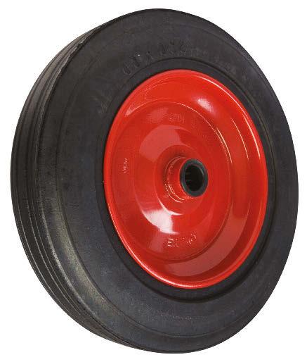 Industrial : Solid black rubber tyre, metal centre wheels 355mm - 400mm diameter 400kg load capacity 355 WHEEL 400 WHEEL Solid rubber tyre Metal centre Tyre Bearing Type Bore Hub Length Cap.