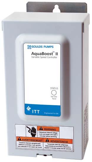 Variable Speed Control Controls AquaBoost Controller Features Input Power* 2-23V ±15%, single phase (controller only) Output Power Up to 23V three phase (based on input voltage).