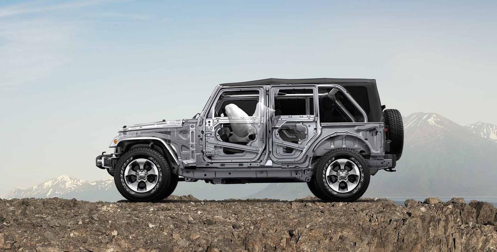TOUGH LOVE THE HIGH-STRENGTH STEEL OF WRANGLER S BODY WORKS FOR YOU 24/7, WHETHER YOU TRAVEL ON PAVED ROADS OR NO ROADS AT ALL.