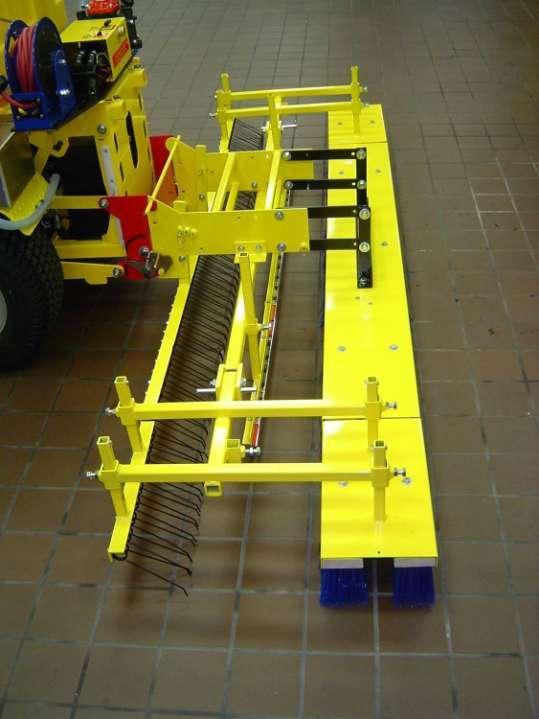 Includes tines for decompacting, infill spreading and leveling, magnet for metal pickup, and