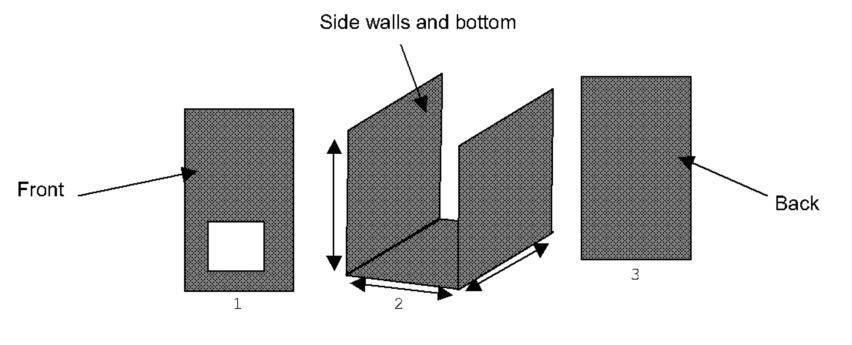 The two side walls and bottom are made from a single section of sheet metal.