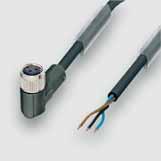 Actuator sensor interface M8 cables Female M8 angled with PUR cable, open end self-locking screwed connection c-track compatible, halogen free Description Part-No. Type PU 3-pole Cable length (m) 2.