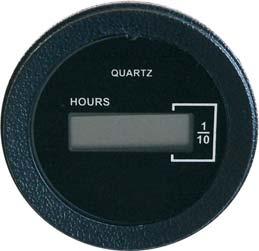LCD Hourmeter 52 mm diameter Record to: 99 999,9 hours Operating voltage: 8/28 VDC Operating temperature: -40 / +85 C 6 digits LCD