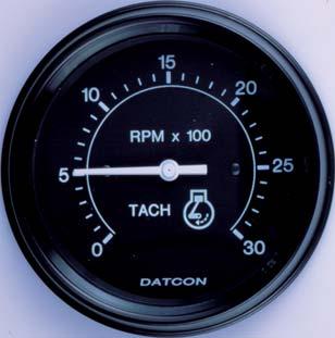 TACHOMETERS AND SPEEDOMETERS Tachometers and analogical tacho-hourmeters 86mm diameter General outlook Pointer : as voltage is applied the pointer will snap to zero Mounting hole : 86mm diameter