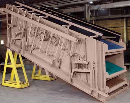 Example: What size vibrating screen is required to handle a feed of 150 TPH of stone from a crusher set at 3 4"; and make a 1 2" and 1 4" separation at 94% efficiency?