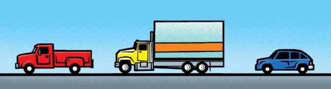 If you drive a bus, truck or truck and trailer Round out the length of your vehicle to the nearest metre and divide by three to determine your count.