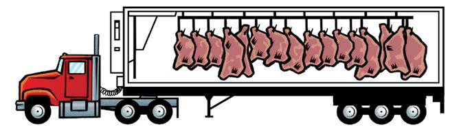 Transporting hanging meat Hanging meat, which is usually transported in a refrigerated vehicle, can be very unstable because of the load having a high centre of gravity.