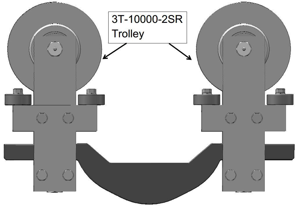 connection to the crane loadbar. 3ET-38000-8SRB (shown with B drive) Figure 32 Figures 35 and 35A show a similar 4-wheel assembly with a motorized trolley.
