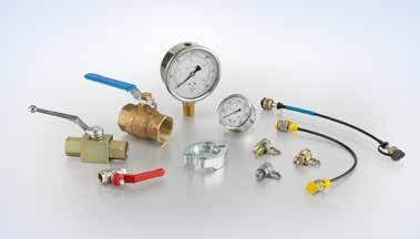 In-Line Accessories Pressure Gauges In-Line Accessories Pressure gauges for monitoring system pressure Hoses and test points for sampling oil and determining ISO cleanliness levels Flanges to connect