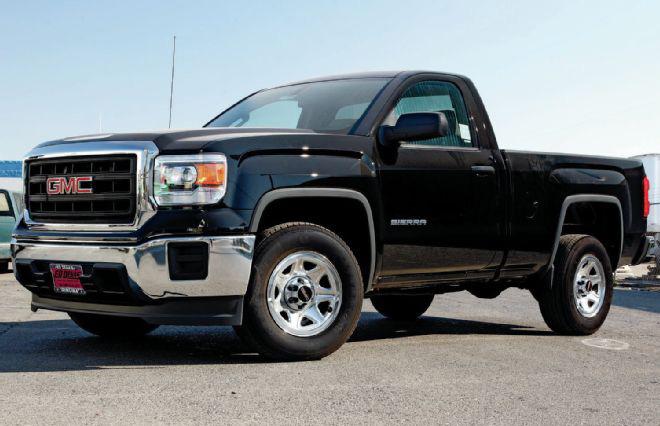 01. At Bad Habit Customs, we began with a zero-mileage standard-cab GMC Sierra fresh off the lot from Ed Dena s Auto