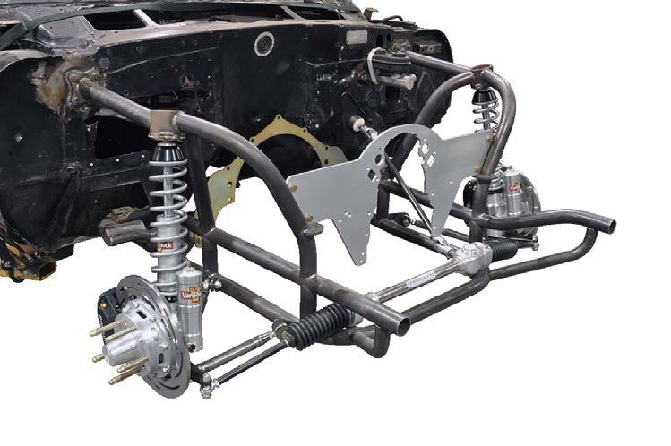 ) Quick-release rack mounts facilitate engine removal Optional slotted medium-duty brakes Bumpsteer adjusters Rack rotates to minimize u-joint angles and improve exhaust and oil-pump clearance