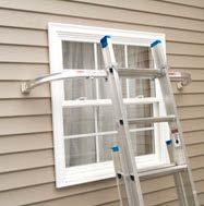 Stabilizer Attaches to the ladder rungs or rails to stand the ladder off from a surface or stabilize the