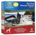 Adjustable waterproof receiver/collar. Electronic remote delivers correction signals to dog.