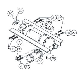 15. Place thrust washer (item #47) over end of drum shaft and slide downward until spacer rests on drum. Press drum downward to compress springs in gear housing.
