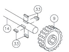 Remove cover gasket (item #31) and pull shaft (item #14), with gear attached, and thrust washer (item #47) from gear housing. 6. Check for signs of wear on gear teeth.