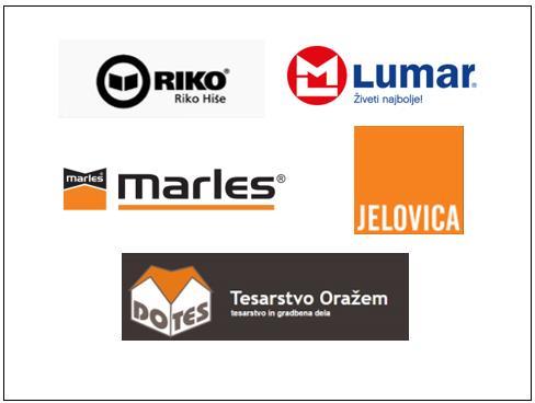 3.3 ANALIZA GLEDE NA DEJAVNOST 3.3.1 Slovenska podjetja, ki se ukvarjajo s projektiranjem in/ali izdelavo lesenih konstrukcij Slika 37: Kolaž logotipov 1 Pogosta barva pri podjetjih, ki se ukvarjajo