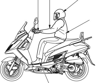 4 SCOOTER SAFETY PROTECTIVE APPAREL For your safety, always wear an approved motorcycle or scooter helmet, eye protection, boots, gloves, long pants, and a longsleeved shirt or jacket whenever you