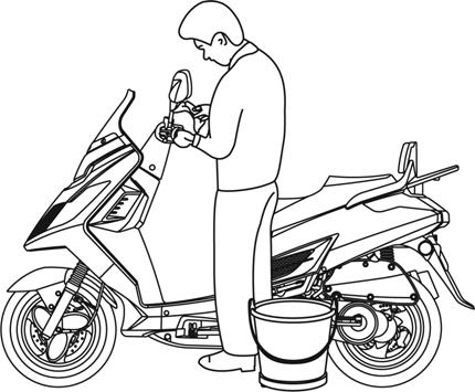 MAINTENANCE Cleaning Clean your scooter regularly to protect the surface finishes and inspect for damage, wear, and oil, coolant or brake fluid leakage.