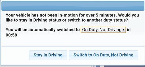 automatically into On Duty, Not Driving status.