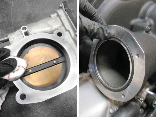 This line is easier to install to the straight side fi rst. 134. Clean the surface of your throttle body.