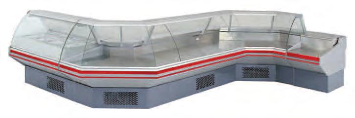 117 ECO Serve Over Counter General purpose and fresh meat temperature models with under storage - 1060mm deep ECO 2420 FE-TVCR Opening curved glass models with intermediate shelf or low glass self