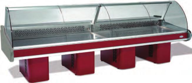 64 Sevilla Show Case SPECIAL ORDER Interior and exterior of high grade AISI 304 Worktop of AISI 304 Side ends of thermoformed ABS Anodised aluminium borders Front opening of tempered glass Display