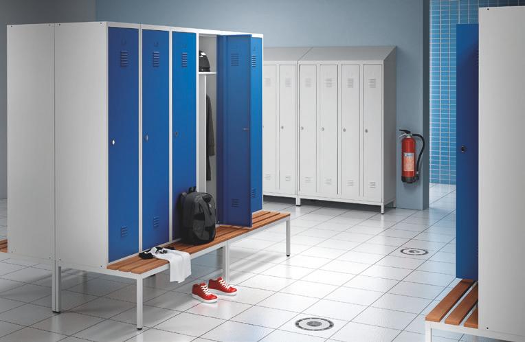 INDUSTRIAL LOCKERS 9001 Lockers include one shelf with coat rail mounted to underside Dirty use models fitted with 2/3-1/3 vertical partition Air vents in upper, lower and rear sections Recessed