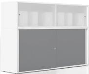 Not lockable. Can be placed on top of cupboards H. 71 and H. 113. cm Cupboards fitted with melamine sliding doors Recessed metal handles in matching finish to the cupboard shell.