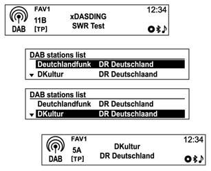[refer to Settings (press the CONFIG button) Radio settings DAB settings Auto linking DAB-FM] Tuning a radio station